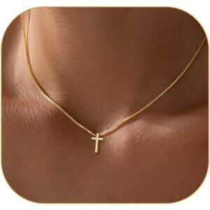 🆕 Women Gold Trendy Cross Pendant Necklace Charm Choker Dainty Religious Faith